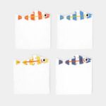 La Gallina Matta - Sardines Embroidered Linen Cocktail Napkins (Set of 4)